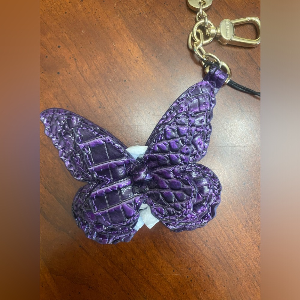 🆕🔥BRAHMIN🔥Butterfly Tassel in Ultraviolet Ombre Purple 3D Leather Charm Fob